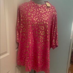 JODIFL Fuchsia and Gold Leopard Print Tunic
